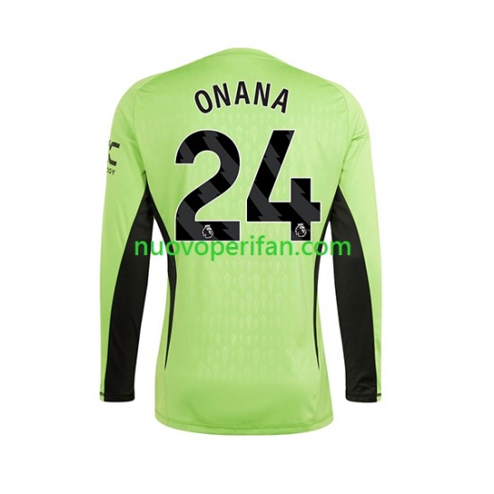 Maglie da Calcio Manchester United Andre Onana 24 Portiere Uomo Prima Tenuta 2023-2024 Maniche Lunghe