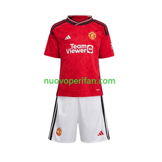 Maglie da Calcio Manchester United Bambino Prima Tenuta 2023-2024 Maniche Corte