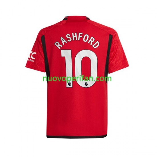 Maglie da Calcio Manchester United Marcus Rashford 10 Uomo Prima Tenuta 2023-2024 Maniche Corte