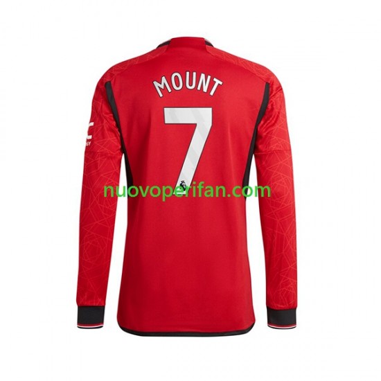 Maglie da Calcio Manchester United Mount 7 Uomo Prima Tenuta 2023-2024 Maniche Lunghe