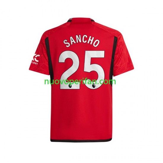 Maglie da Calcio Manchester United Sancho 25 Uomo Prima Tenuta 2023-2024 Maniche Corte