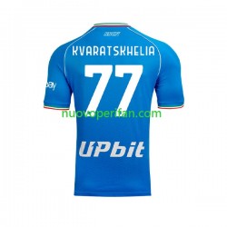 Maglie da Calcio Napoli Khvicha Kvaratskhelia 77 Uomo Prima Tenuta 2023-2024 Maniche Corte