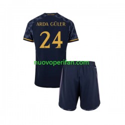 Maglie da Calcio Real Madrid Arda Guler 24 Bambino Trasferta Tenuta 2023-2024 Maniche Corte