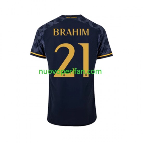Maglie da Calcio Real Madrid Brahim Diaz 21 Uomo Trasferta Tenuta 2023-2024 Maniche Corte