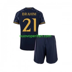 Maglie da Calcio Real Madrid Brahim Diaz 21 Bambino Trasferta Tenuta 2023-2024 Maniche Corte
