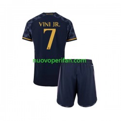 Maglie da Calcio Real Madrid Vinicius Junior 7 Bambino Trasferta Tenuta 2023-2024 Maniche Corte