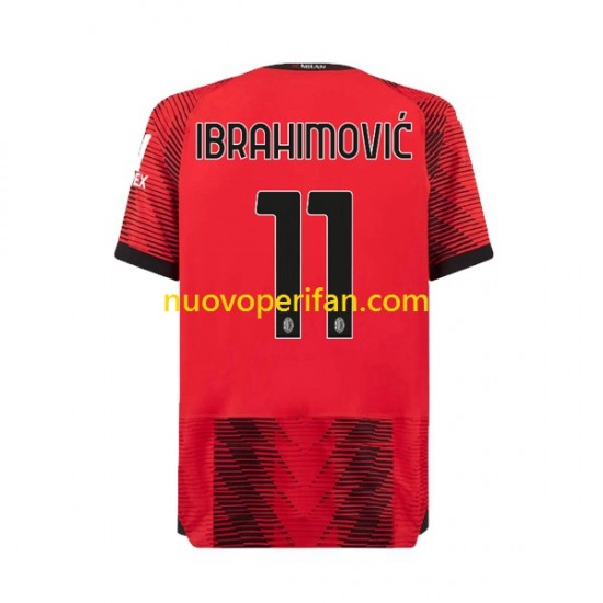 Maglie da Calcio AC Milan Ibrahimović 11 Uomo Prima Tenuta 2023-2024 Maniche Corte