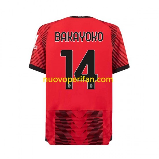 Maglie da Calcio AC Milan Tiemoue Bakayoko 14 Uomo Prima Tenuta 2023-2024 Maniche Corte