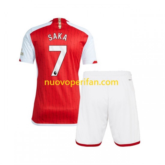 Maglie da Calcio Arsenal Saka 7 Bambino Prima Tenuta 2023-2024 Maniche Corte