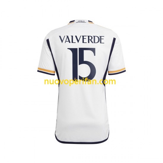 Maglie da Calcio Real Madrid Federico Valverde 15 Uomo Prima Tenuta 2023-2024 Maniche Corte