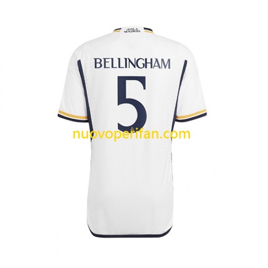 Maglie da Calcio Real Madrid Jude Bellingham 5 Uomo Prima Tenuta 2023-2024 Maniche Corte