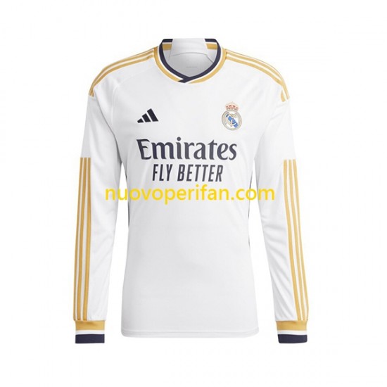 Maglie da Calcio Real Madrid Jude Bellingham 5 Bambino Prima Tenuta 2023-2024 Maniche Lunghe
