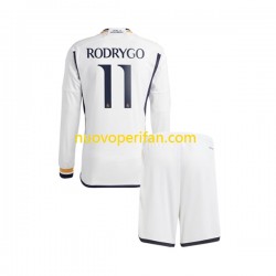 Maglie da Calcio Real Madrid Rodrygo Goes 11 Bambino Prima Tenuta 2023-2024 Maniche Lunghe