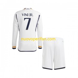 Maglie da Calcio Real Madrid Vinicius Junior 7 Bambino Prima Tenuta 2023-2024 Maniche Lunghe