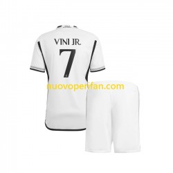 Maglie da Calcio Real Madrid Vinicius Junior 7 Bambino Prima Tenuta 2023-2024 Maniche Corte