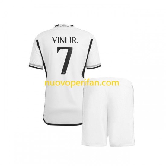 Maglie da Calcio Real Madrid Vinicius Junior 7 Bambino Prima Tenuta 2023-2024 Maniche Corte