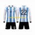 Maglie da Calcio Argentina 3 Stars Lautaro Martinez 22 Bambino Prima Tenuta Mondiali 2022 Maniche Lunghe