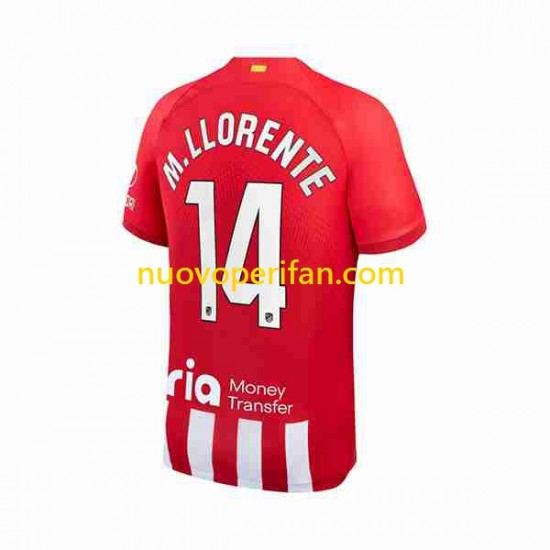 Maglie da Calcio Atlético Madrid 2 Marcos Llorente 14 Uomo Prima Tenuta 2023-2024 Maniche Corte