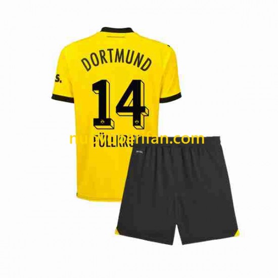 Maglie da Calcio Borussia Dortmund Niclas Fullkrug 14 Bambino Prima Tenuta 2023-2024 Maniche Corte