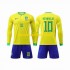 Maglie da Calcio Brasile Neymar Jr 10 Bambino Prima Tenuta Mondiali 2022 Maniche Lunghe