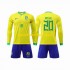Maglie da Calcio Brasile Vinicius Junior 20 Bambino Prima Tenuta Mondiali 2022 Maniche Lunghe