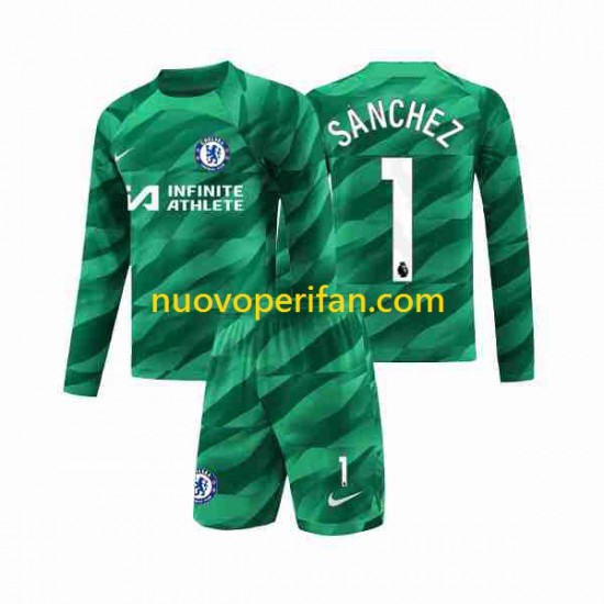 Maglie da Calcio Chelsea Robert Sanchez 1 Portiere Bambino Alternativa Tenuta 2023-2024 Maniche Lunghe