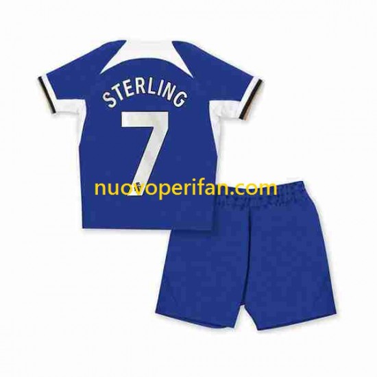 Maglie da Calcio Chelsea Raheem Sterling 7 Bambino Prima Tenuta 2023-2024 Maniche Corte