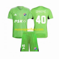 Maglie da Calcio Dinamo Zagreb Livakovic 40 Portiere Bambino Prima Tenuta 2023-2024 Maniche Corte