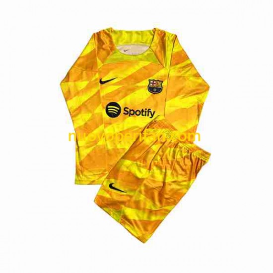 Maglie da Calcio FC Barcelona Ter Stegen 1 Portiere Bambino Quarta Tenuta 2023-2024 Maniche Lunghe