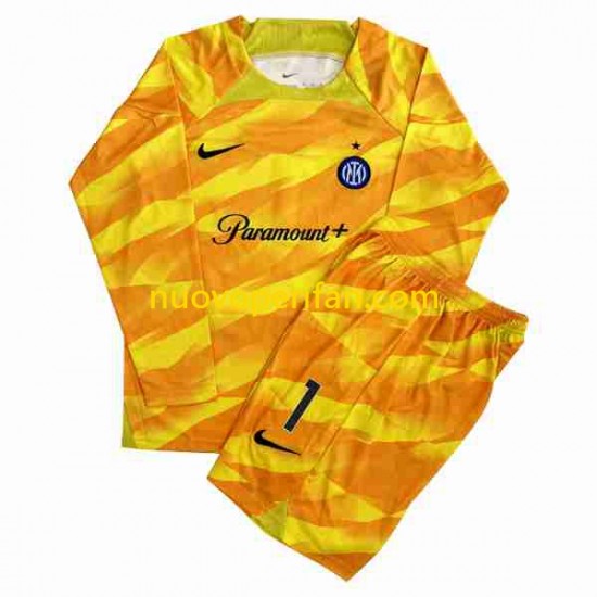 Maglie da Calcio Inter Milan Sommer 1 Portiere Bambino Prima Tenuta 2023-2024 Maniche Lunghe