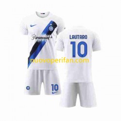 Maglie da Calcio Inter Milan Lautaro Martinez 10 Bambino Trasferta Tenuta 2023-2024 Maniche Corte