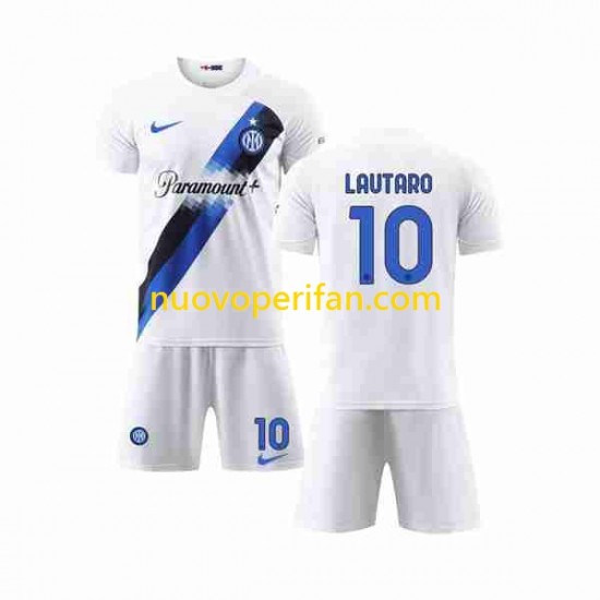 Maglie da Calcio Inter Milan Lautaro Martinez 10 Bambino Trasferta Tenuta 2023-2024 Maniche Corte
