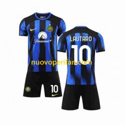 Maglie da Calcio Inter Milan Lautaro Martinez 10 Bambino Prima Tenuta 2023-2024 Maniche Corte