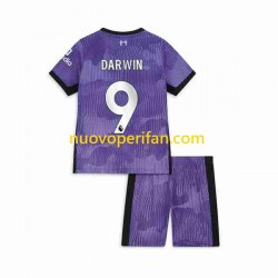 Maglie da Calcio Liverpool Darwin Nunez 9 Bambino Alternativa Tenuta 2023-2024 Maniche Corte