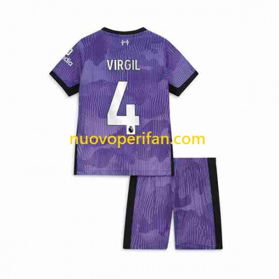 Maglie da Calcio Liverpool Virgil van Dijk 4 Bambino Alternativa Tenuta 2023-2024 Maniche Corte