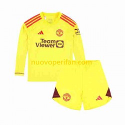 Maglie da Calcio Manchester United Portiere Bambino Prima Tenuta 2023-2024 Maniche Lunghe