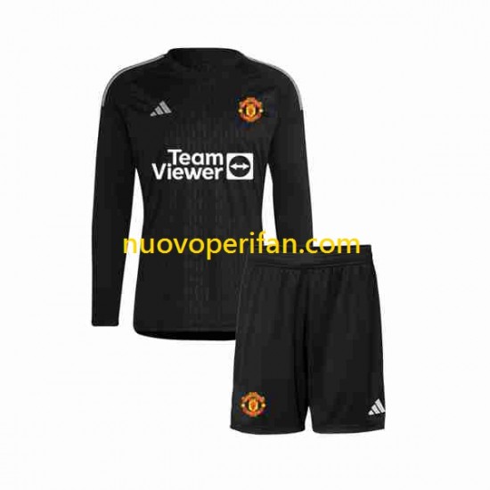 Maglie da Calcio Manchester United Portiere Bambino Alternativa Tenuta 2023-2024 Maniche Lunghe