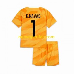 Maglie da Calcio Paris Saint-Germain K.NAVAS 1 Portiere Bambino Trasferta Tenuta 2023-2024 Maniche Corte