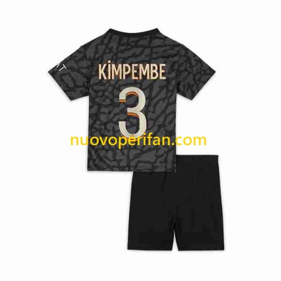 Maglie da Calcio Paris Saint-Germain Kimpembe 3 Bambino Alternativa Tenuta 2023-2024 Maniche Corte