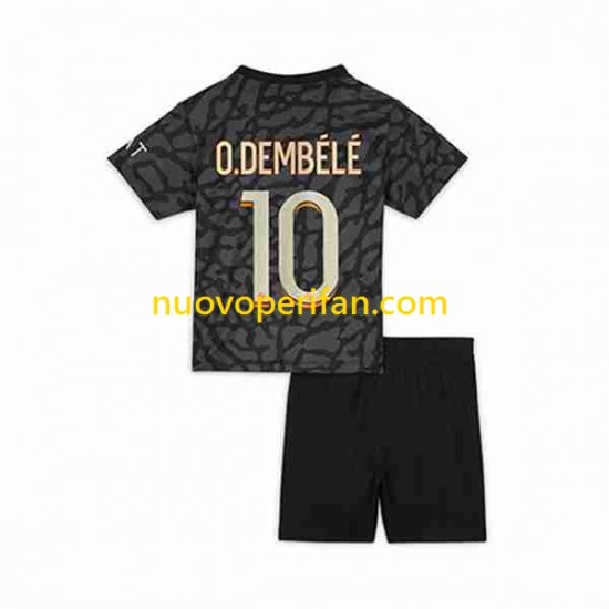 Maglie da Calcio Paris Saint-Germain O.Dembele 10 Bambino Alternativa Tenuta 2023-2024 Maniche Corte