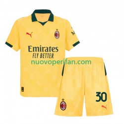 Maglie da Calcio AC Milan Ardon Jashari 30 Bambino Alternativa Tenuta 2025-2026 Maniche Corte