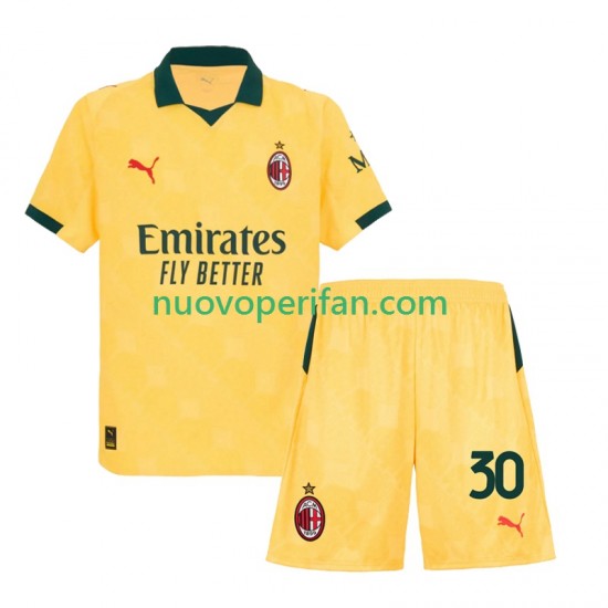 Maglie da Calcio AC Milan Ardon Jashari 30 Bambino Alternativa Tenuta 2025-2026 Maniche Corte