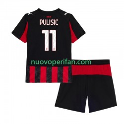 Maglie da Calcio AC Milan Christian Pulisic 11 Bambino Prima Tenuta 2025-2026 Maniche Corte