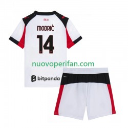 Maglie da Calcio AC Milan Modrić Luca 14 Bambino Trasferta Tenuta 2025-2026 Maniche Corte