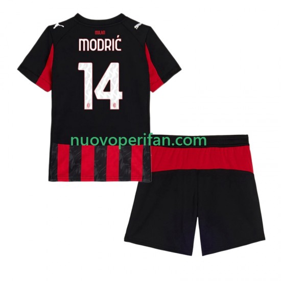 Maglie da Calcio AC Milan Modrić Luca 14 Bambino Prima Tenuta 2025-2026 Maniche Corte