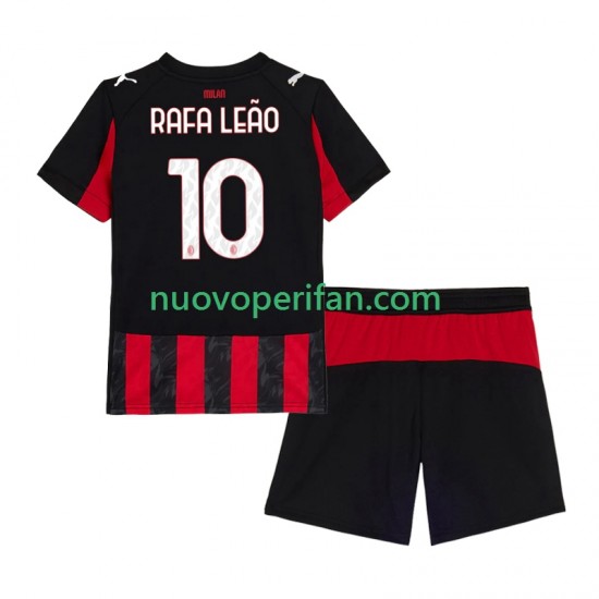 Maglie da Calcio AC Milan Rafael Leao 10 Bambino Prima Tenuta 2025-2026 Maniche Corte