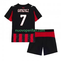 Maglie da Calcio AC Milan Santiago Gimenez 7 Bambino Prima Tenuta 2025-2026 Maniche Corte