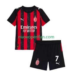 Maglie da Calcio AC Milan Santiago Gimenez 7 Bambino Prima Tenuta 2025-2026 Maniche Corte