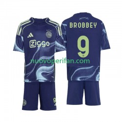 Maglie da Calcio AFC Ajax Brian Brobbey 9 Bambino Trasferta Tenuta 2025-2026 Maniche Corte