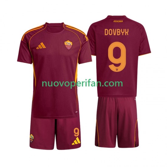 Maglie da Calcio AS Roma Artem Dovbyk 9 Bambino Prima Tenuta 2025-2026 Maniche Corte